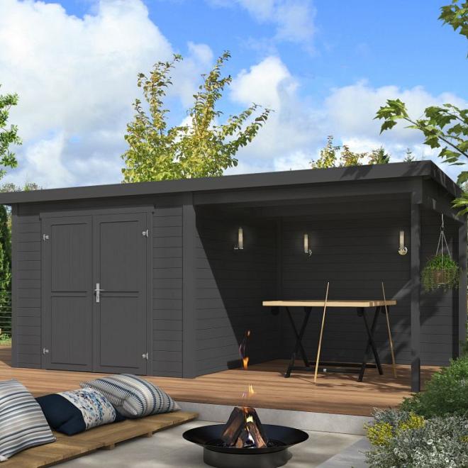 Onze Outdoor Life Overkappingen en Blokhutten worden geleverd exclusief dakbedekking, vloer en Funda