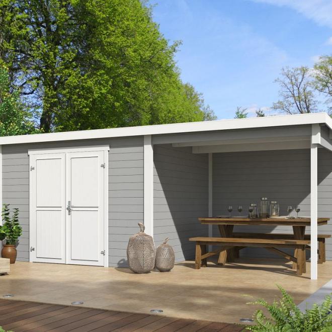 Onze Outdoor Life Overkappingen en Blokhutten worden geleverd exclusief dakbedekking, vloer en Funda