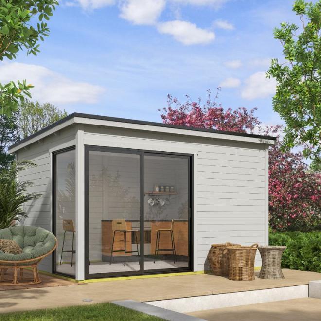 Onze Outdoor Life Overkappingen en Blokhutten worden geleverd exclusief dakbedekking, vloer en Funda