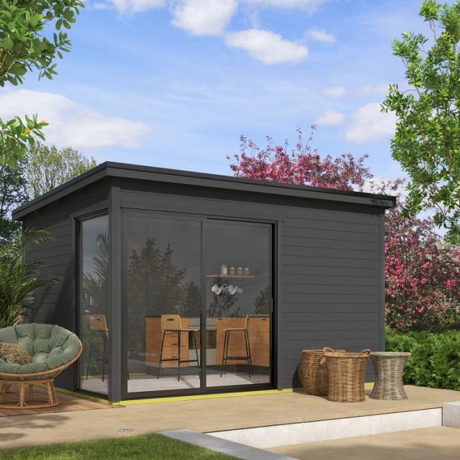 Onze Outdoor Life Overkappingen en Blokhutten worden geleverd exclusief dakbedekking, vloer en Funda