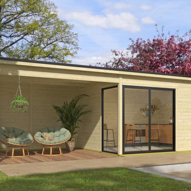 Onze Outdoor Life Overkappingen en Blokhutten worden geleverd exclusief dakbedekking, vloer en Funda