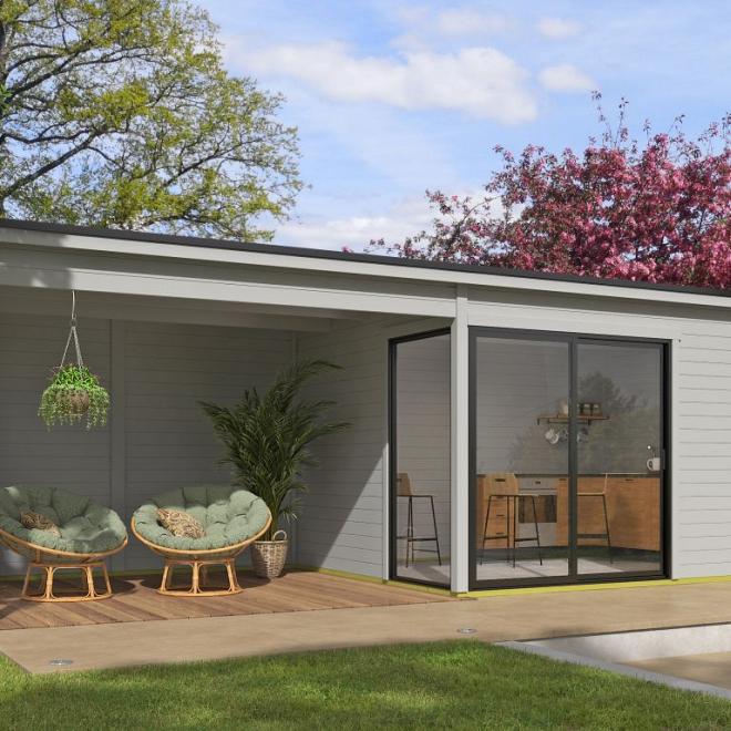 Onze Outdoor Life Overkappingen en Blokhutten worden geleverd exclusief dakbedekking, vloer en Funda