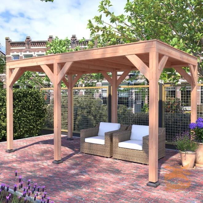 Onze Outdoor Life Overkappingen en Blokhutten worden geleverd exclusief dakbedekking, vloer en Funda