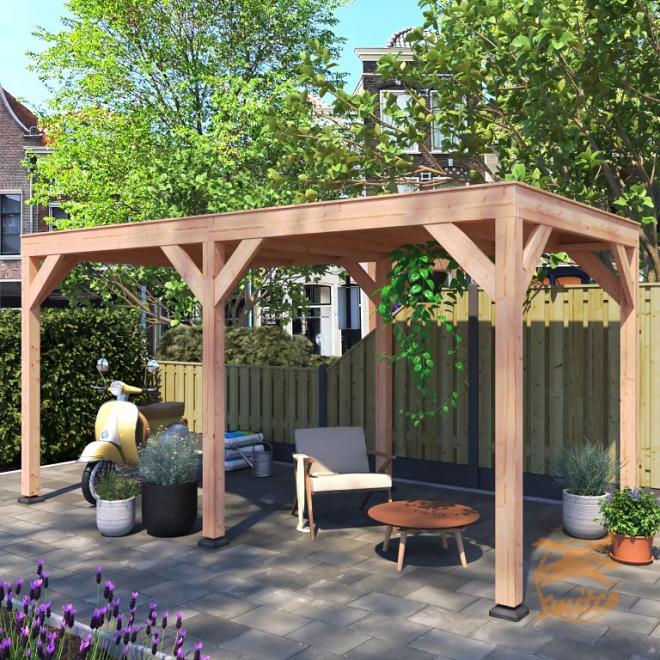 Onze Outdoor Life Overkappingen en Blokhutten worden geleverd exclusief dakbedekking, vloer en Funda