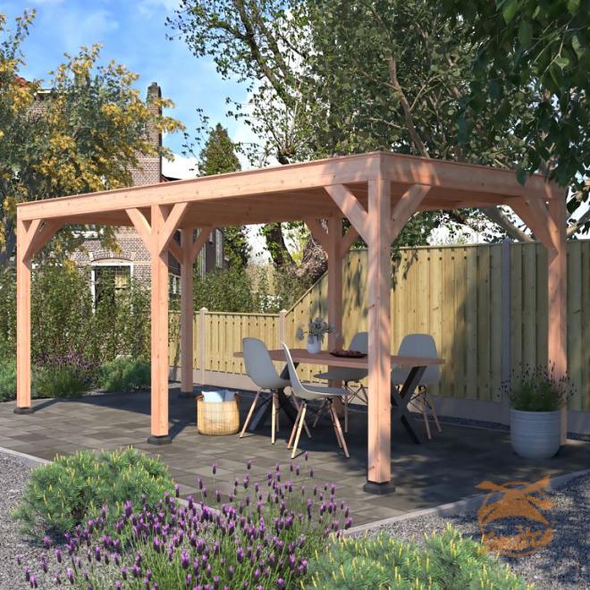 Onze Outdoor Life Overkappingen en Blokhutten worden geleverd exclusief dakbedekking, vloer en Funda