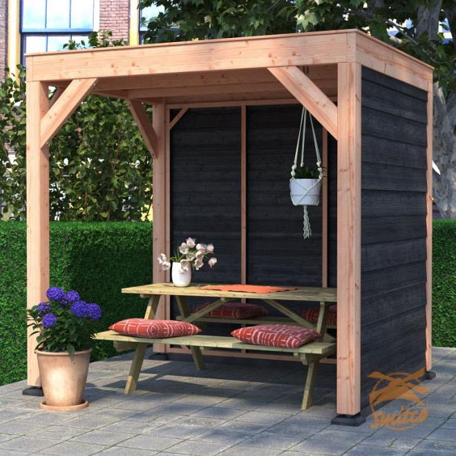 Onze Outdoor Life Overkappingen en Blokhutten worden geleverd exclusief dakbedekking, vloer en Funda