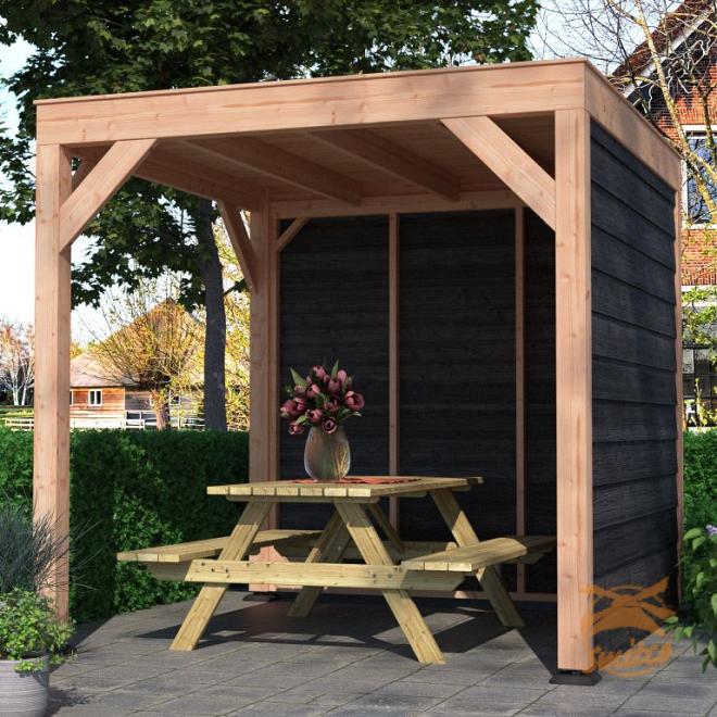 Onze Outdoor Life Overkappingen en Blokhutten worden geleverd exclusief dakbedekking, vloer en Funda