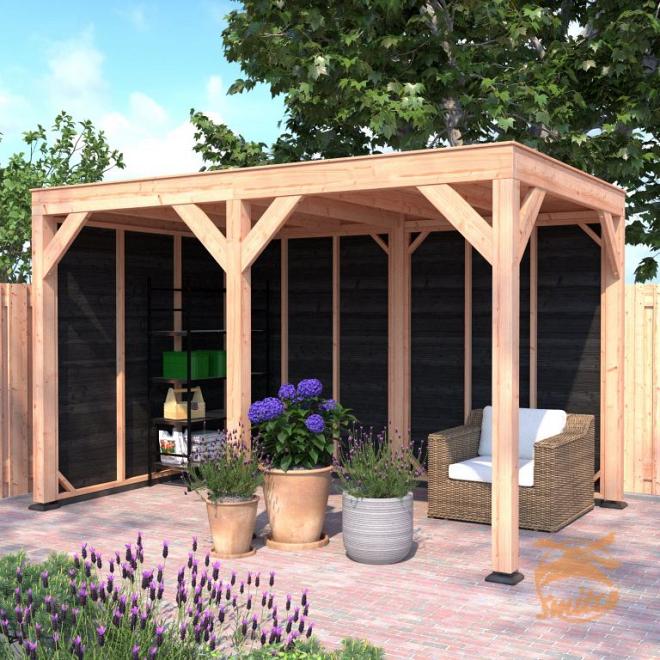 Onze Outdoor Life Overkappingen en Blokhutten worden geleverd exclusief dakbedekking, vloer en Funda