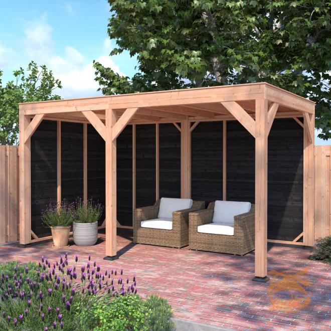 Onze Outdoor Life Overkappingen en Blokhutten worden geleverd exclusief dakbedekking, vloer en Funda