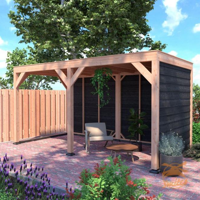 Onze Outdoor Life Overkappingen en Blokhutten worden geleverd exclusief dakbedekking, vloer en Funda