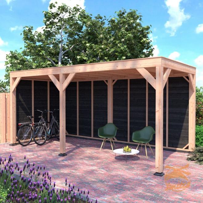 Onze Outdoor Life Overkappingen en Blokhutten worden geleverd exclusief dakbedekking, vloer en Funda