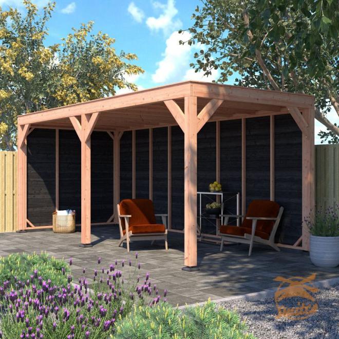 Onze Outdoor Life Overkappingen en Blokhutten worden geleverd exclusief dakbedekking, vloer en Funda