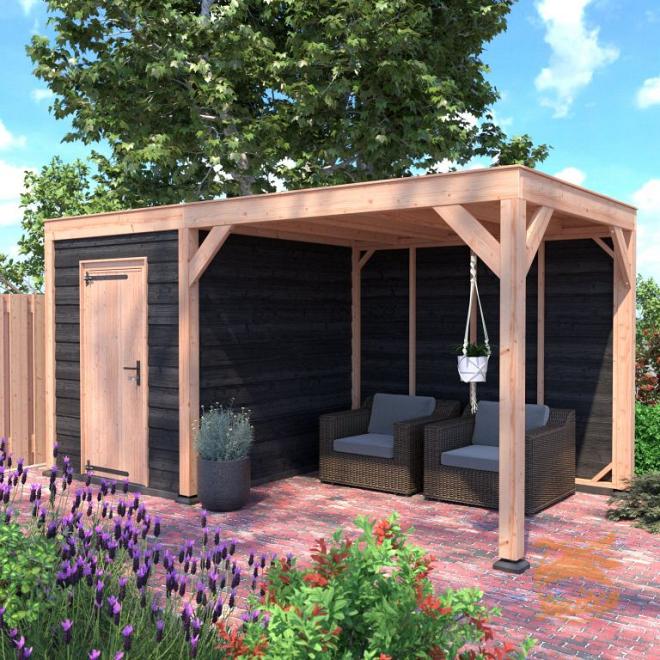 Onze Outdoor Life Overkappingen en Blokhutten worden geleverd exclusief dakbedekking, vloer en Funda