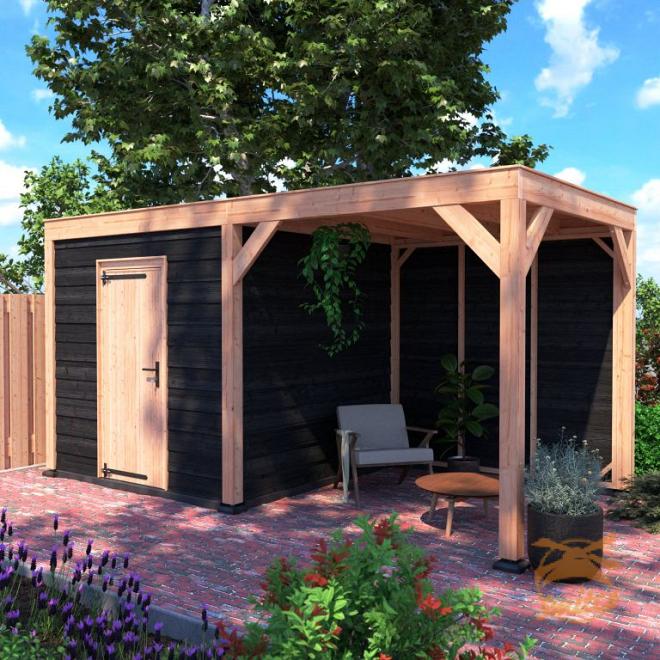 Onze Outdoor Life Overkappingen en Blokhutten worden geleverd exclusief dakbedekking, vloer en Funda