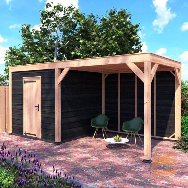 Onze Outdoor Life Overkappingen en Blokhutten worden geleverd exclusief dakbedekking, vloer en Funda