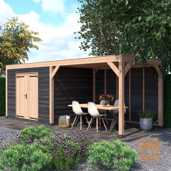 Onze Outdoor Life Overkappingen en Blokhutten worden geleverd exclusief dakbedekking, vloer en Funda