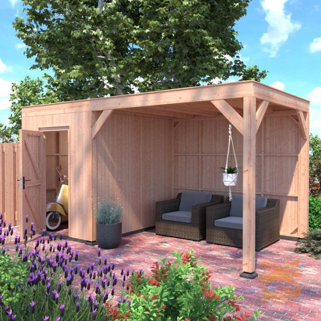 Onze Outdoor Life Overkappingen en Blokhutten worden geleverd exclusief dakbedekking, vloer en Funda