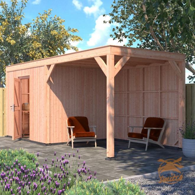 Onze Outdoor Life Overkappingen en Blokhutten worden geleverd exclusief dakbedekking, vloer en Funda