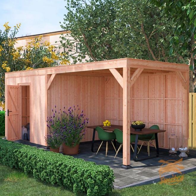 Onze Outdoor Life Overkappingen en Blokhutten worden geleverd exclusief dakbedekking, vloer en Funda