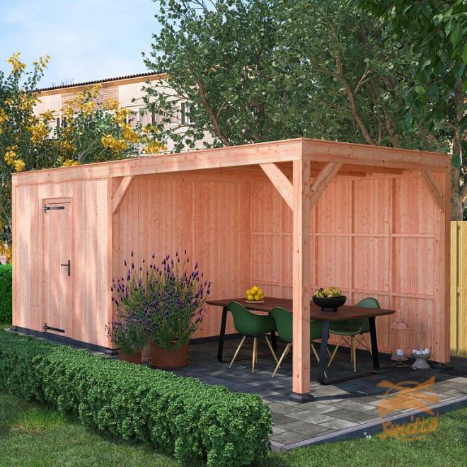 Onze Outdoor Life Overkappingen en Blokhutten worden geleverd exclusief dakbedekking, vloer en Funda