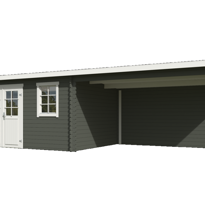 Onze Outdoor Life Overkappingen en Blokhutten worden geleverd exclusief dakbedekking, vloer en Funda