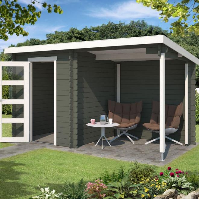 Onze Outdoor Life Overkappingen en Blokhutten worden geleverd exclusief dakbedekking, vloer en Funda