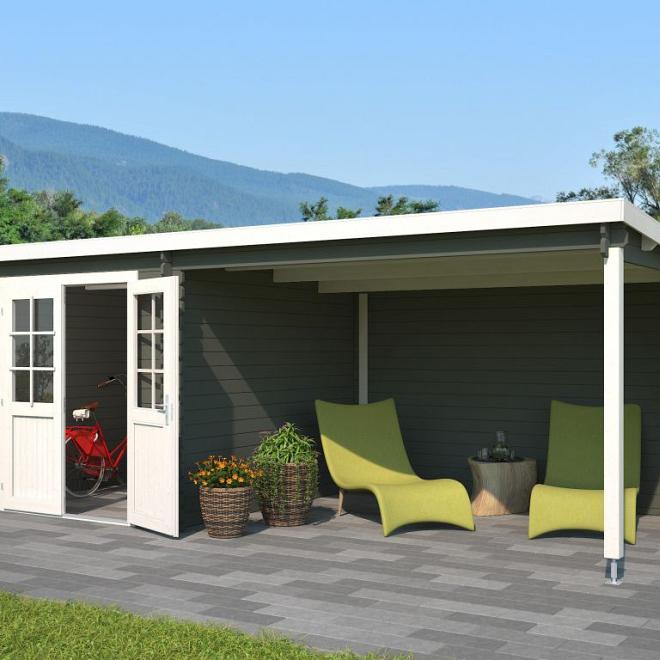 Onze Outdoor Life Overkappingen en Blokhutten worden geleverd exclusief dakbedekking, vloer en Funda