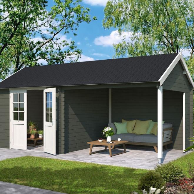 Onze Outdoor Life Overkappingen en Blokhutten worden geleverd exclusief dakbedekking, vloer en Funda