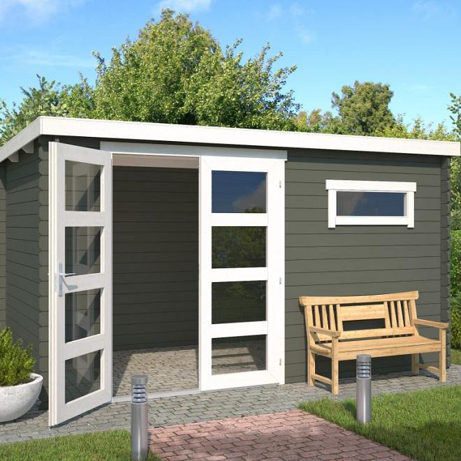 Onze Outdoor Life Overkappingen en Blokhutten worden geleverd exclusief dakbedekking, vloer en Funda