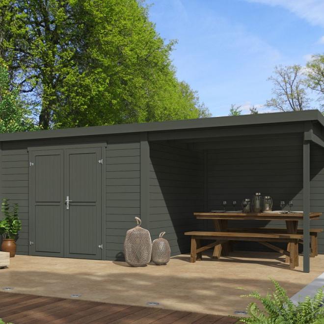 Onze Outdoor Life Overkappingen en Blokhutten worden geleverd exclusief dakbedekking, vloer en Funda