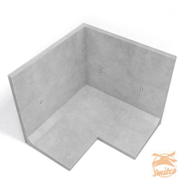 Hoekelement Keerwand CLF10GSVH 90° 75x(2x100)x60cm (HxLxV) tand-groef grijs