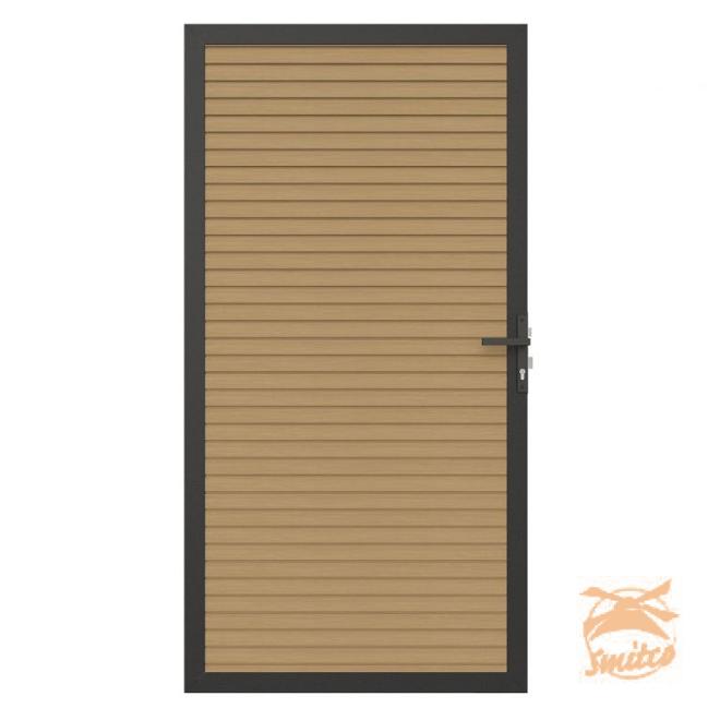 NewTechWood Co-Extrusie Composiet Deur In Aluminium Frame, Horizontaal Triple, 100x195cm. Red Cedar