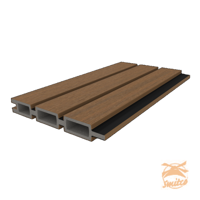 NewTechWood Co-Extrusie Composiet Triple Rhombus Schermplank, 2,1x16x180cm. Teak/Zwart