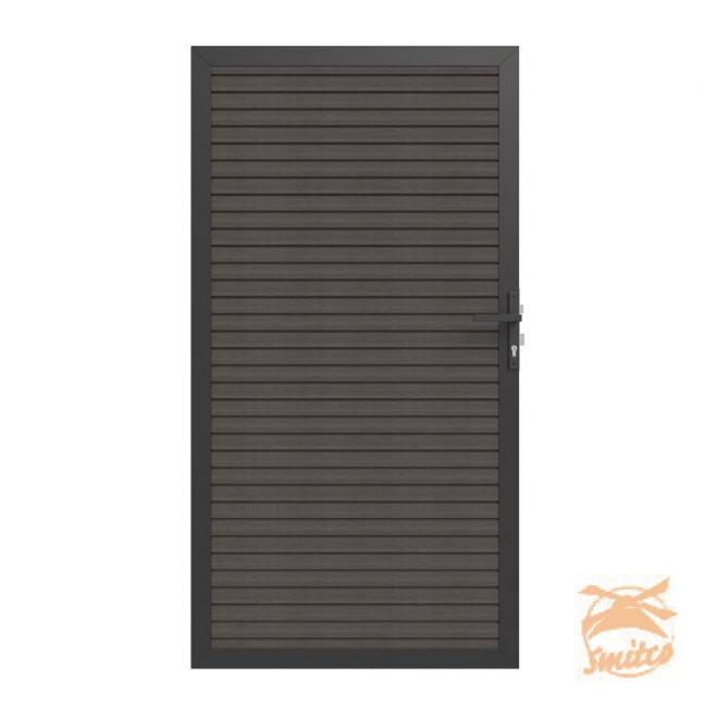 NewTechWood Co-Extrusie Composiet Deur In Aluminium Frame, Horizontaal Triple, 100x195cm. Silver Gra