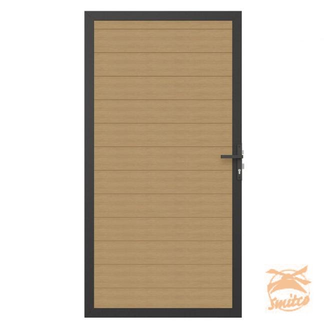 NewTechWood Co-Extrusie Composiet Deur In Aluminium Frame, Horizontaal, 100x195cm. Red Cedar