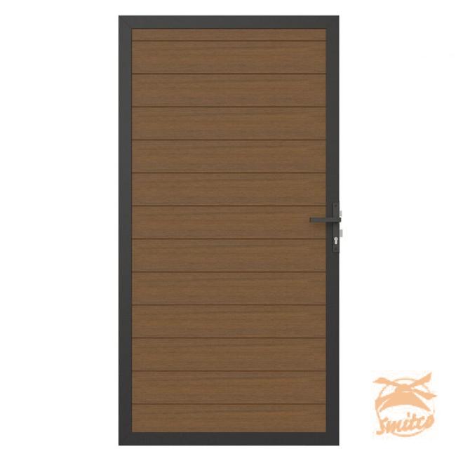 NewTechWood Co-Extrusie Composiet Deur In Aluminium Frame, Horizontaal, 100x195cm. Teak