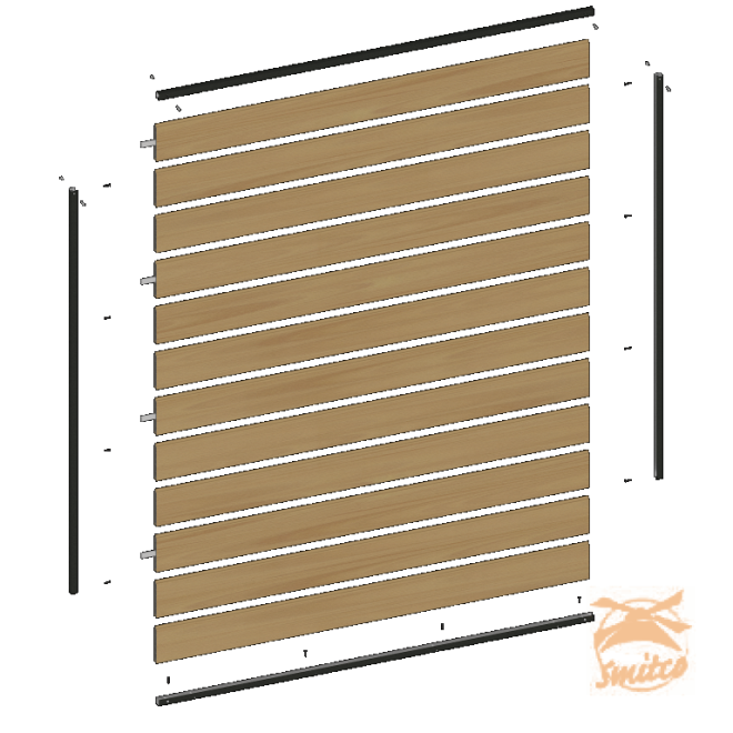 NewTechWood Aluminium Frameset t.b.v Scherm i.c.m Betonpalen, Zwart Gepoedercoat