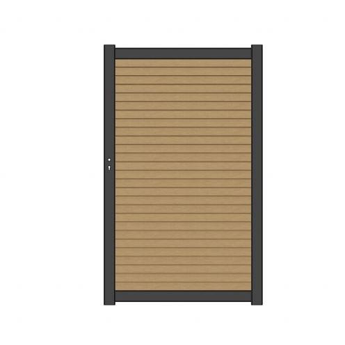 NewTechWood Co-Extrusie Composiet Deur Premium In Aluminium Frame, Horizontaal Triple, 97x186cm. Red