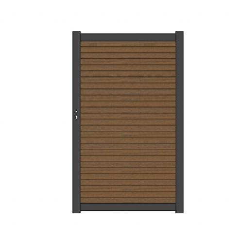 NewTechWood Co-Extrusie Composiet Deur Premium In Aluminium Frame, Horizontaal Triple, 97x186cm. Tea
