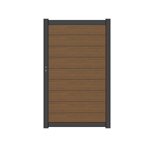 NewTechWood Co-Extrusie Composiet Deur Premium In Aluminium Frame, Horizontaal, 97x186cm. Teak