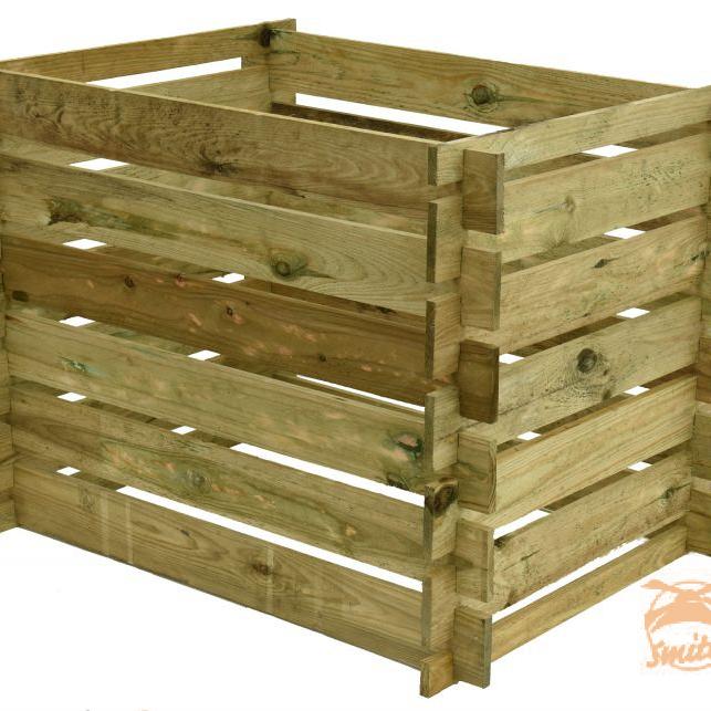 Compostsilo Fijnbezaagd Grenen 70x100x70 cm. Groen Geïmpregneerd  (W11597)