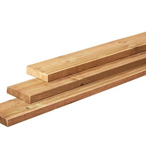 Grenen Plank 1 Zijde Glad, 1 Zijde Fijnbezaagd, 2,8x19,5x400cm. Groen Geimpregneerd 1011337
