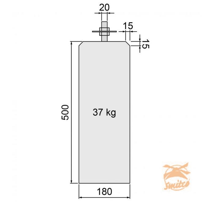 Betonpoer Antraciet 18x18x50cm. Met Verstelbare Plaat 1001328 =V