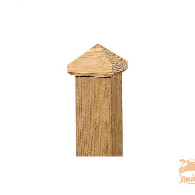 Paalornament Piramide 9x9cm. Hout