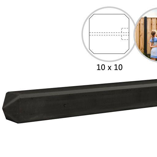 Betonschutting Gecoat Rotsmotief Betonpaal "Eind" Antraciet 10x10x275 cm. W32215