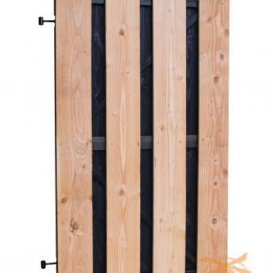 Douglas Fijnbezaagd Plankendeur COMBI Met Zwarte Binnenzijde Op Zwart Frame  100x180 cm. W42008