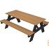 NewTechWood Picknicktafel Met Zwart Onderstel, Bladmaat 180x70cm. Teak