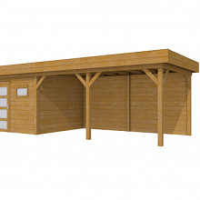 Hillhout Douglas Topvision Tuinhuis Raaf 298 x 298 cm. Luifel 500 cm. Met Enkele Deur En Raam