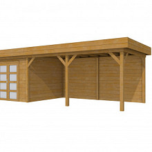 Hillhout Douglas Topvision Tuinhuis Roek 298 x 298 cm. Luifel 500 cm. Met Dubbele Deur