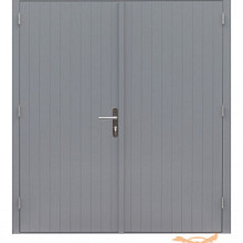 Hardhouten dubbele dichte deur Prestige. 202 x 221 cm, grijs gegrond.